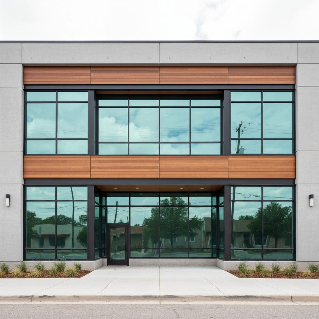 Commercial window replacement project on a Southaven storefront